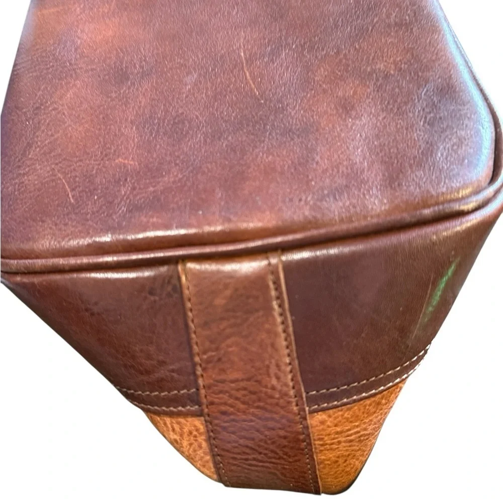 Marino Orlandi Brown Pebbled Leather Bucket Bag Gold Hardware